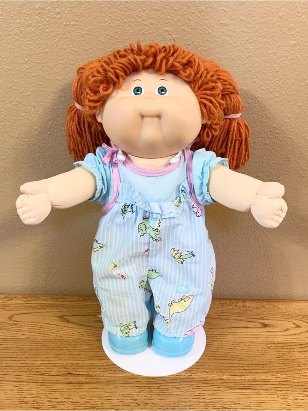 Vintage Cabbage Patch Kids Toddler Doll HM20 Girl Red Hair In Dinosaur Overalls